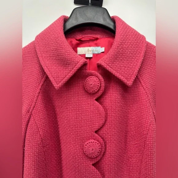Boden pink wool blend jacket with scalloped hem size 8 - Picture 2 of 15